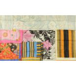 Six ladies scarves, to include a silk example Bucol designed by Hilaire Colcombet, Giorgio Armani,