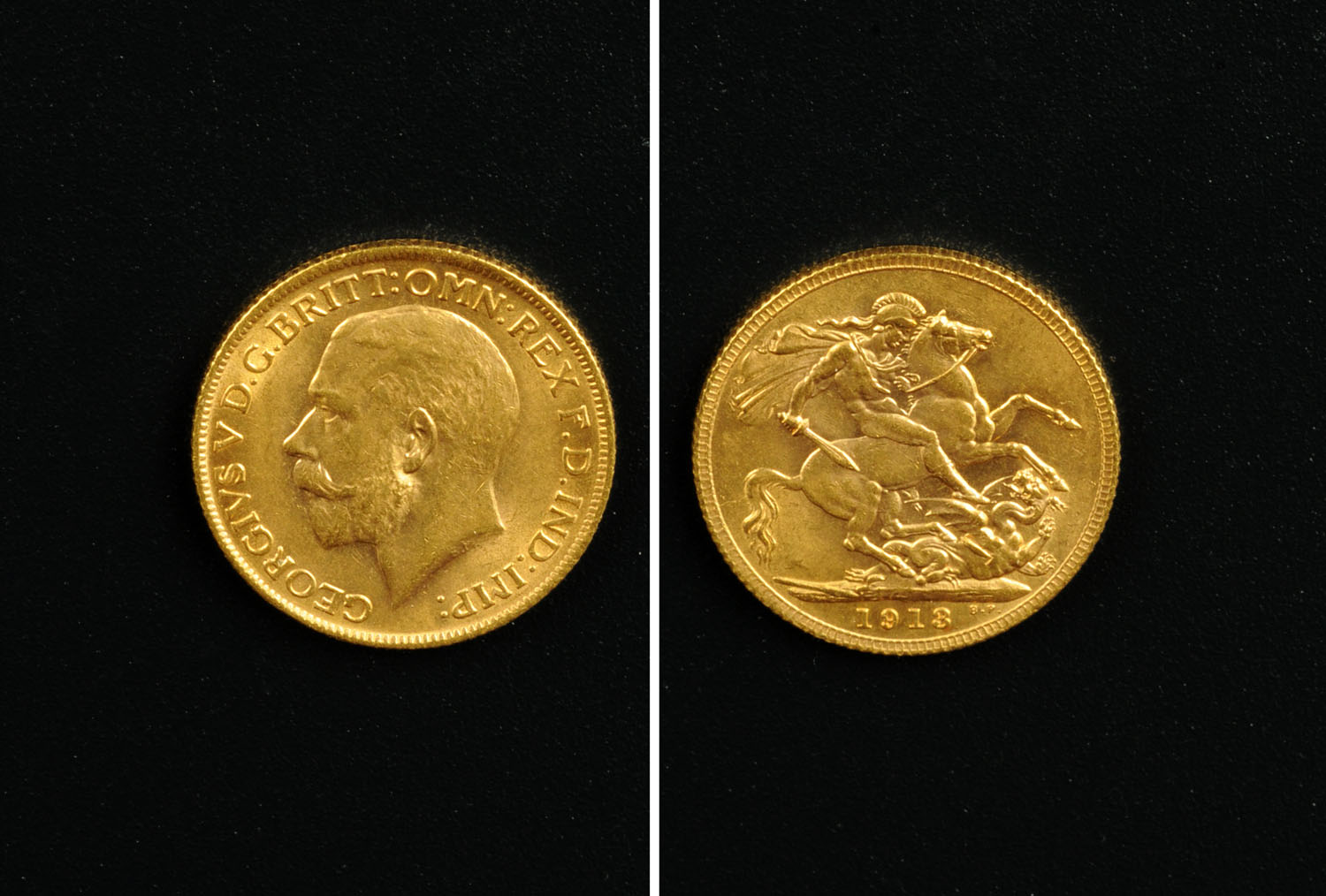 George V, sovereign, 1913, VF+-EF.