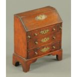 A rare mahogany miniature bureau by John Bubb, early 19th century,