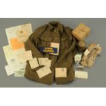 World War Two memorabilia - comprising a Royal Field Artillery jacket,