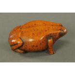A carved wood snuffbox, modelled as a toad, 19th century,