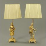 After Eutrope Bouret, "Galants Propos", a pair of gilt spelter figures, 20th century,