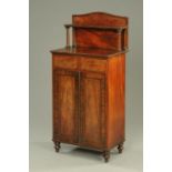 A small Regency mahogany chiffonier, with rear shelved upstand,