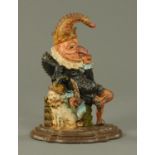 A cast iron Mr Punch doorstop, 19th century, polychrome decorated,