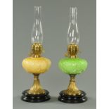 A pair of oil lamps, 19th century,