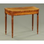 A Regency mahogany turnover top card table,