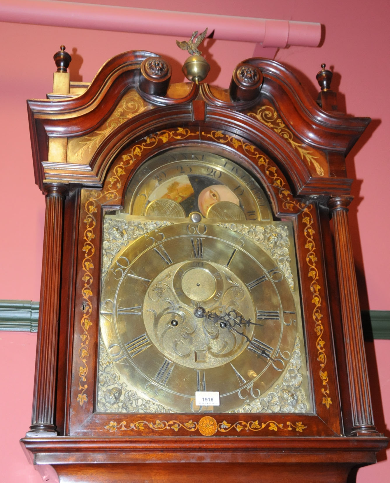 A George III mahogany longcase clock by John Wyke of Liverpool, with mahogany and marquetry case, - Image 4 of 14