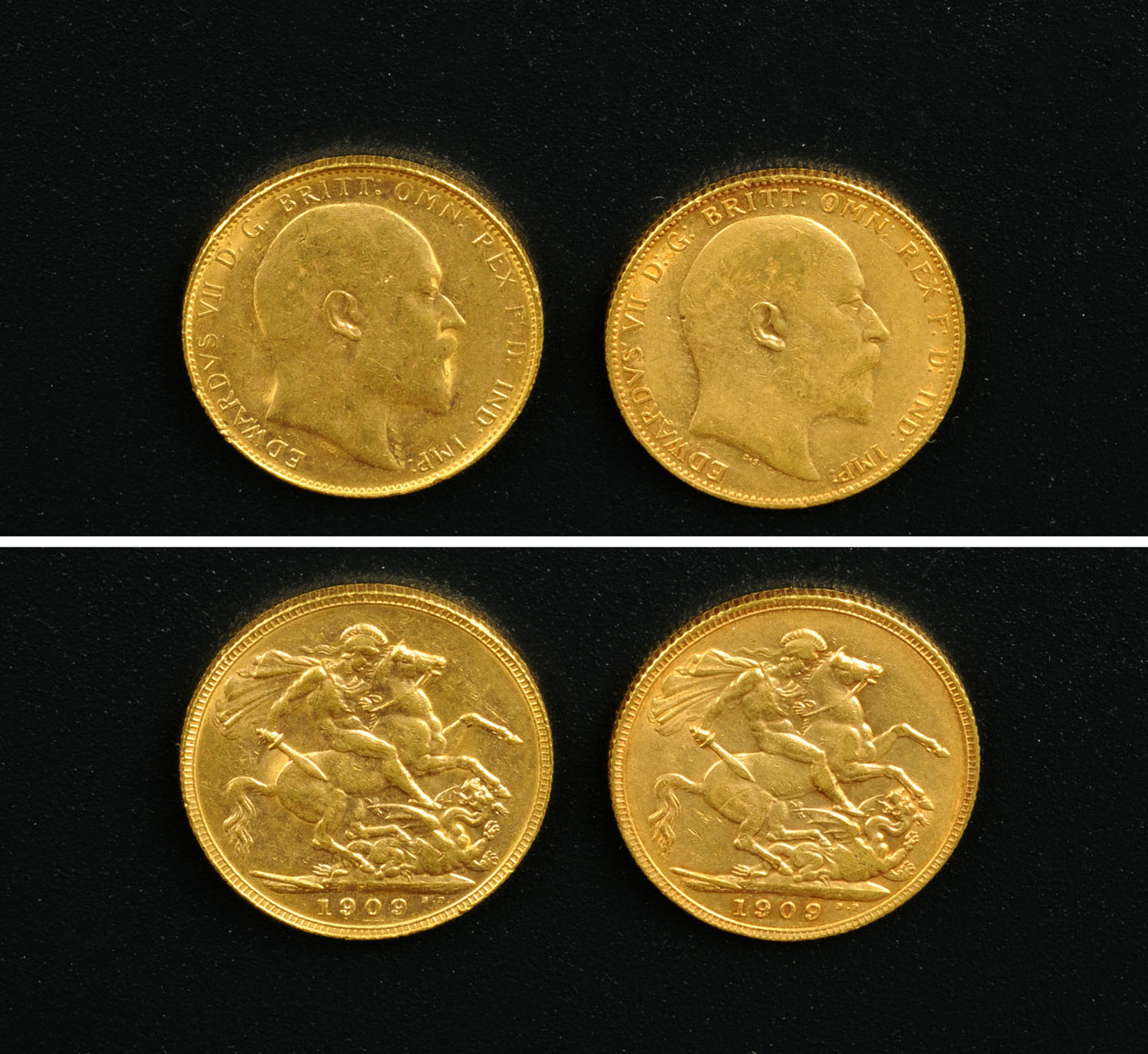 Edward VII, 2 sovereigns, 1909 Perth and 1909, F-F+.