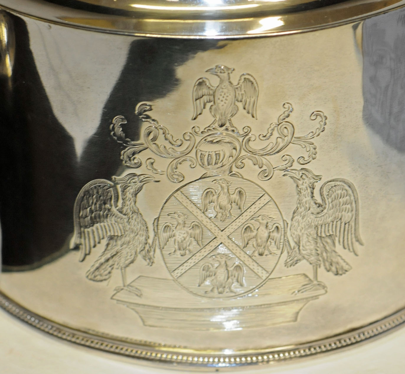 A George III plain oval teapot, London 1788, with griffin armorial, maker Hester Bateman, 453 grams. - Image 6 of 10