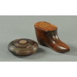 Two wood snuffboxes, 19th century,