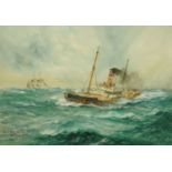 W.M. Birchall, two watercolours, "Wind, Steam & Sail" and "The Passing Fleet".