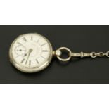 A Johnson Railway Watch Manufacturer of Preston silver cased pocket watch, key wind.