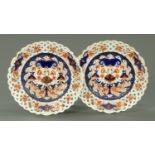 A pair of Continental porcelain ribbon plates, late 19th century,