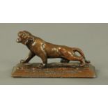 A bronze model of a snarling tiger, early/mid 20th century, titled "Tiger Bronze for Wearing Parts",