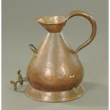 A large copper measure, 4 gallons, with brass tap and carrying handle.