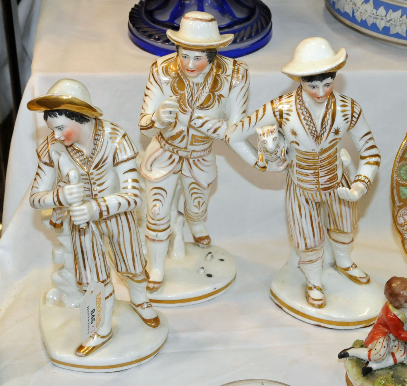 A set of three French figures, late 19th century, comprising a musician, farmer and gentleman, - Image 2 of 6