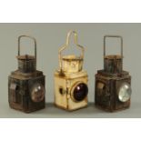 A pair of British Rail rear wagon lamps,