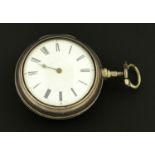 A George III silver pair cased pocket watch, hallmarked London 1807, maker Bains, Liverpool,