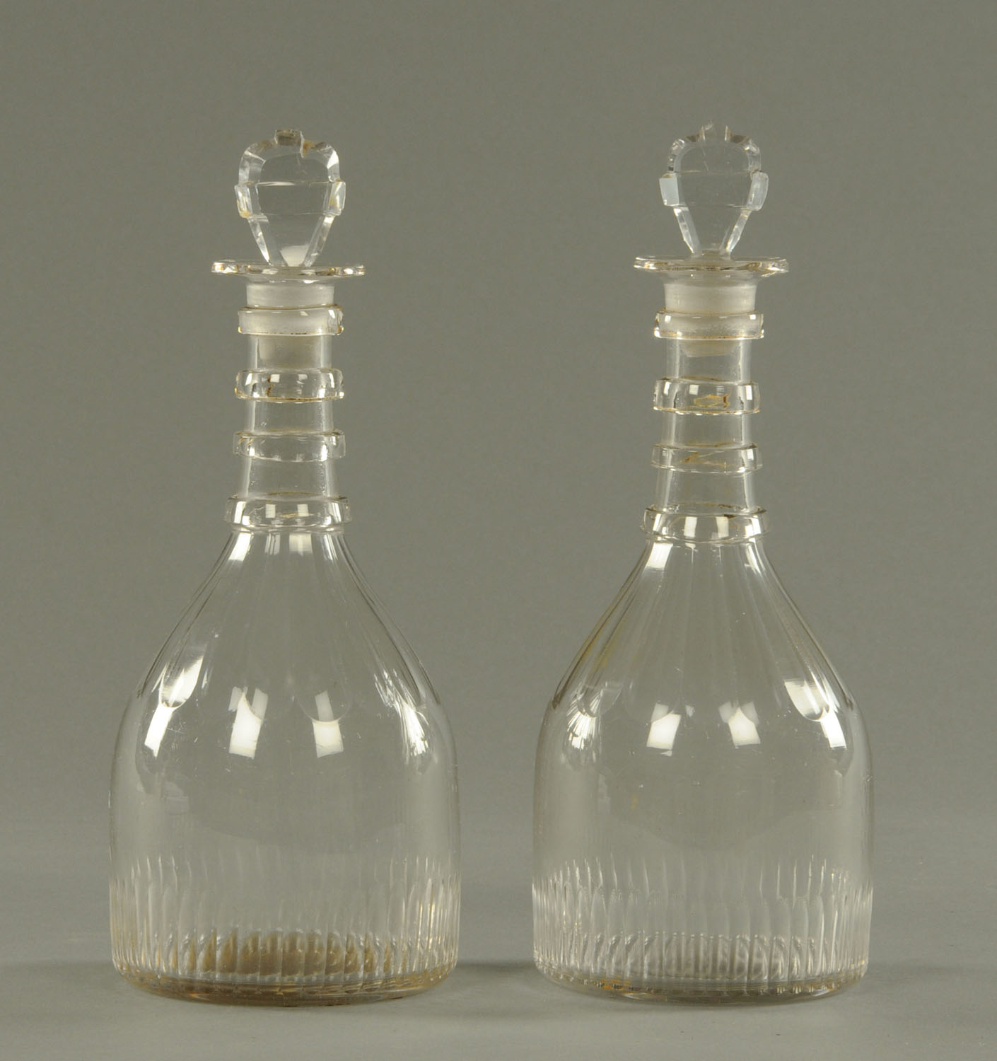 A pair of Georgian decanters, mallet form,