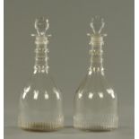 A pair of Georgian decanters, mallet form,