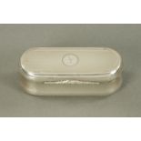 A George IV silver snuffbox, by John Linnett, London 1824, of oblong waisted form,