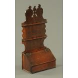 A George III oak spoon rack and candle box combined, late 18th century,
