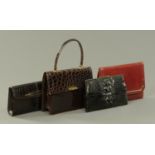 A Dickens & Jones brown reptile skin handbag, with purse ensuite,