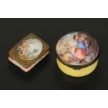 An enamel snuffbox, circa 1800, rectangular,