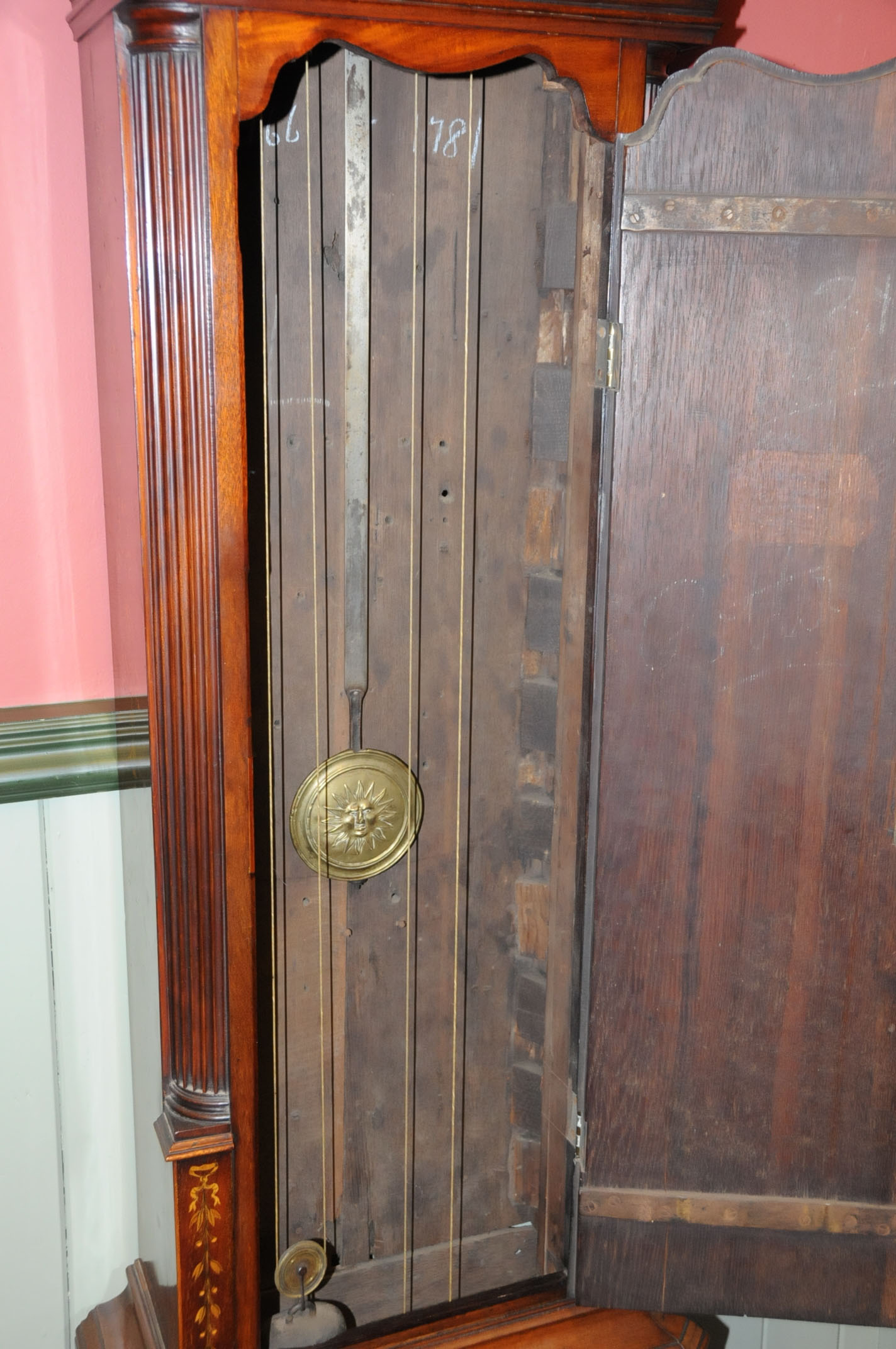 A George III mahogany longcase clock by John Wyke of Liverpool, with mahogany and marquetry case, - Image 7 of 14