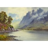 Donald A. Paton (Edward Horace Thompson 1879-1949), watercolour, lake and mountain scene. 24.