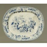 A blue and white transfer printed turkey dish, mid 19th century,