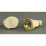 A 19th century single draw ivory and gilt metal eyeglass, early 19th century,