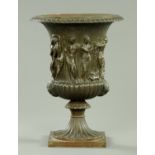 A cast bronze urn, 19th century,