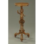 A Victorian Venetian Blackamoor stand, carved walnut. Width 37 cm.