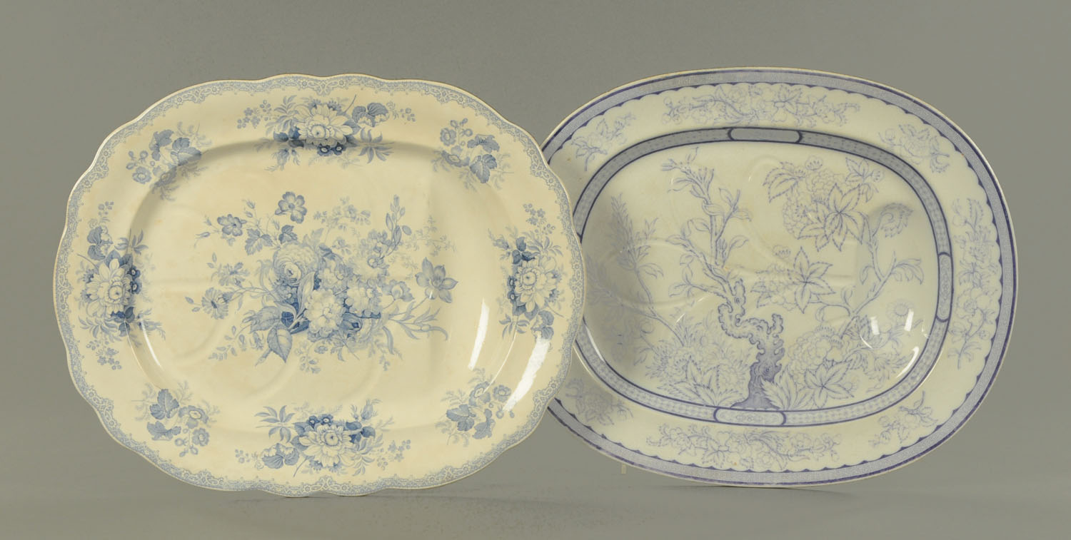 A Robinson Wood & Brownfield blue and white transfer printed Florencia pattern turkey plate,
