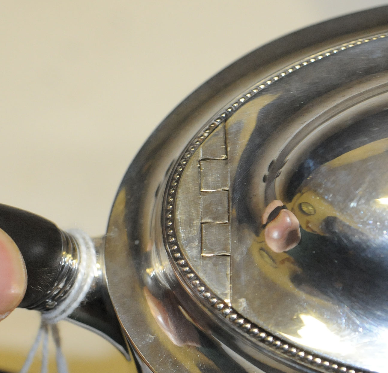 A George III plain oval teapot, London 1788, with griffin armorial, maker Hester Bateman, 453 grams. - Image 2 of 10