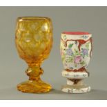 A Bohemian amber flash goblet, 19th century,