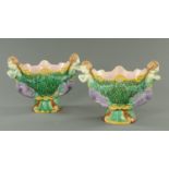 A pair of Majolica wine coolers, 19th century,