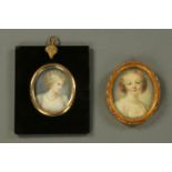 Two portrait miniatures, 19th century,