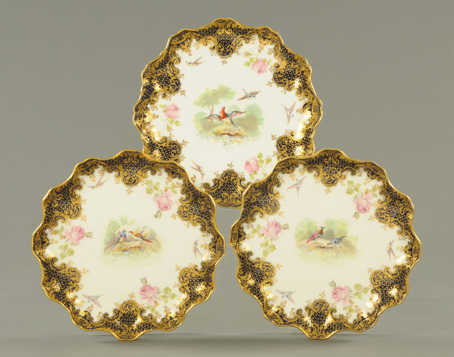 Three dessert plates, early 20th century,