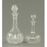 Two decanters, one Victorian one Edwardian.
