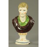 A rare Prattware bust of Alexander Pope,