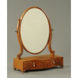 A George III mahogany framed toilet mirror, oval,