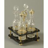 A four bottle cruet stand, mid 19th century,