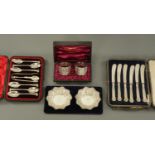 A collection of silver, to include a pair of pierced napkin rings, William Hutton & Son,