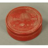 A French cinnabar lacquer circular box and cover, 19th century,