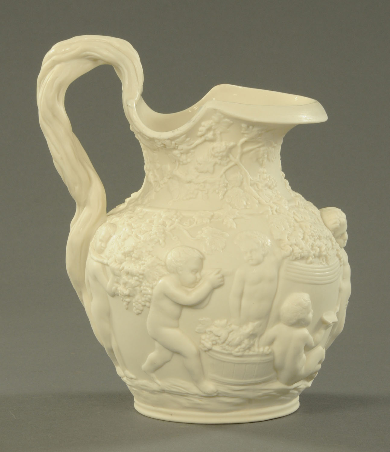 A Copeland relief moulded Parian jug, 19th century,