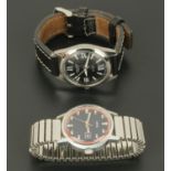 Two vintage stainless Oris gentlemen's wristwatches.