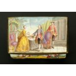 A good English enamel box, mid to late 18th century,