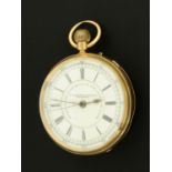 An 18 ct gold open faced pocket watch, by Hargreaves, Liverpool, Serial No. 54376.